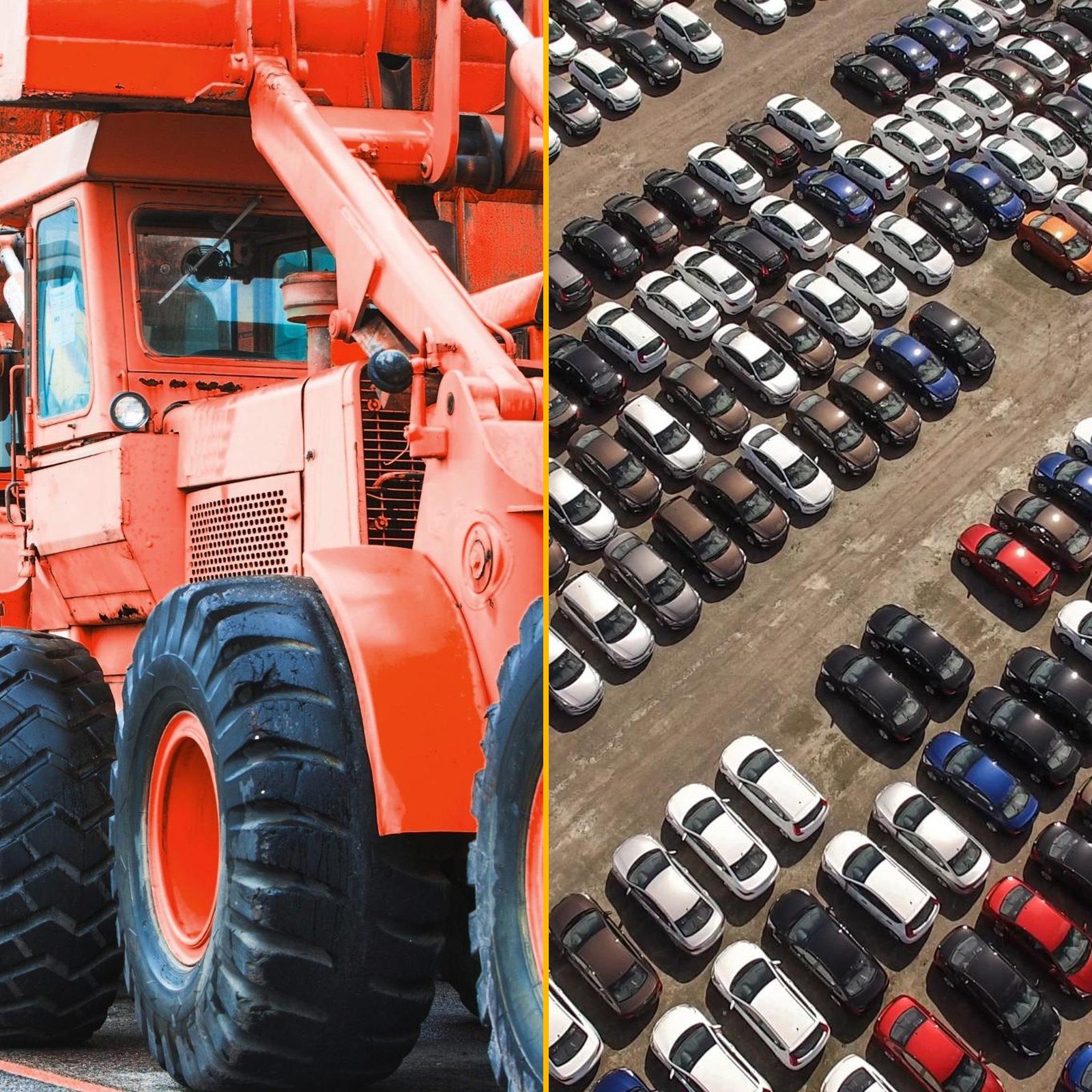 Vehicles lined up at a Japanese auction yard